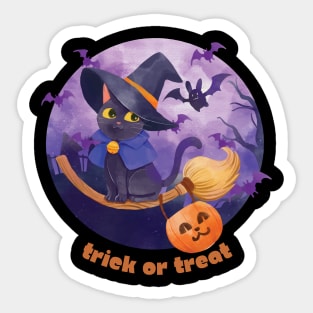 Halloween Cat Trick or Treat Sticker